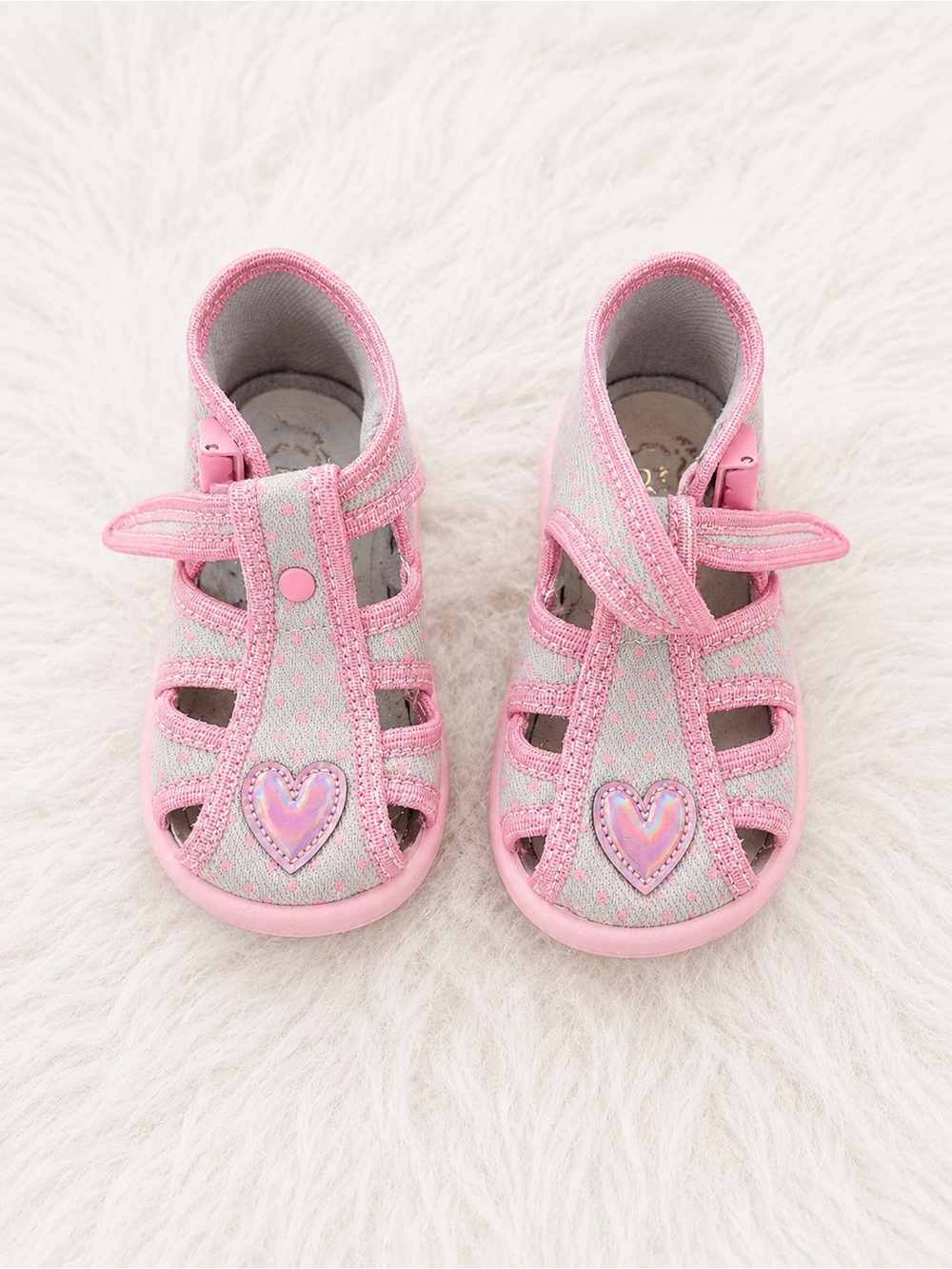 Toddler Pink Heart Sandals with Hook-and-Loop Strap